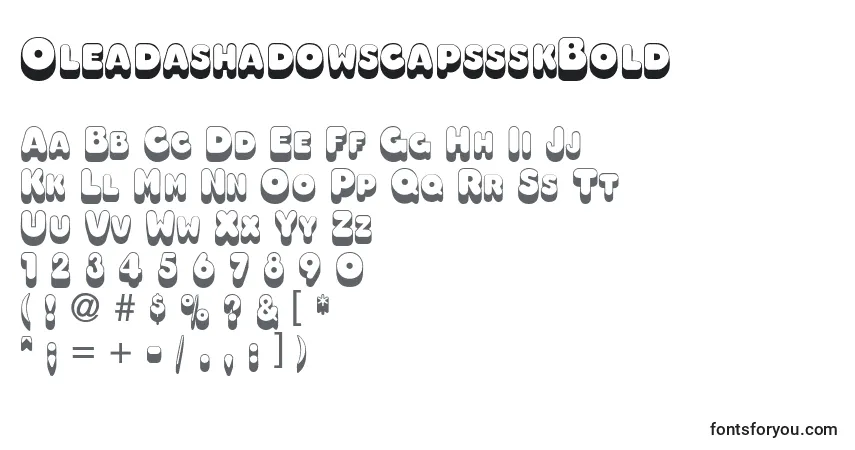 Fuente OleadashadowscapssskBold - alfabeto, números, caracteres especiales