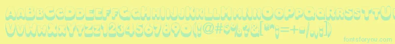 OleadashadowscapssskBold-Schriftart – Grüne Schriften auf gelbem Hintergrund