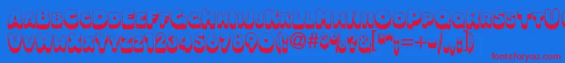 フォントOleadashadowscapssskBold – 赤い文字の青い背景