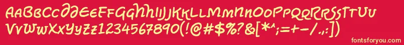 PolyhedralucbbReg-Schriftart – Gelbe Schriften auf rotem Hintergrund