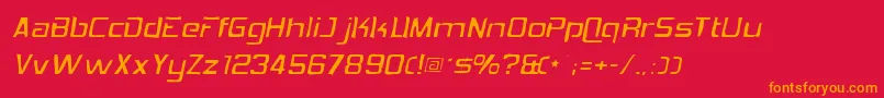 フォントHemiheadgaunt – 赤い背景にオレンジの文字