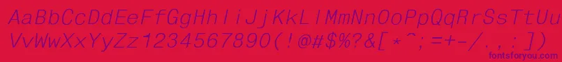 FixhelvdlItalic-Schriftart – Violette Schriften auf rotem Hintergrund