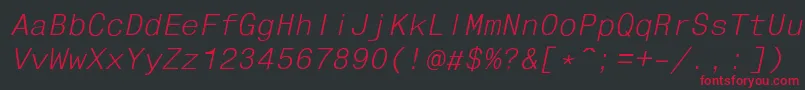 FixhelvdlItalic Font – Red Fonts on Black Background