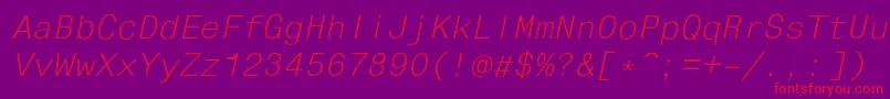 FixhelvdlItalic Font – Red Fonts on Purple Background