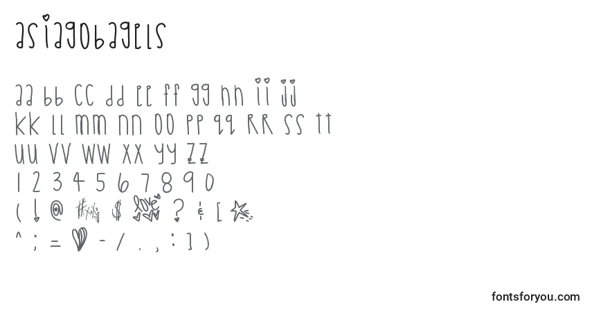 Schriftart Asiagobagels – Alphabet, Zahlen, spezielle Symbole