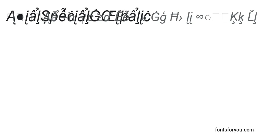 Czcionka ArialSpecialG2Italic – alfabet, cyfry, specjalne znaki