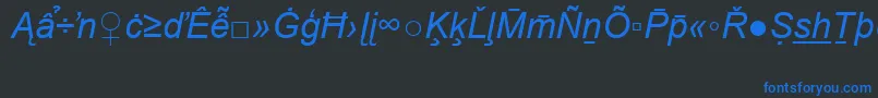 フォントArialSpecialG2Italic – 黒い背景に青い文字