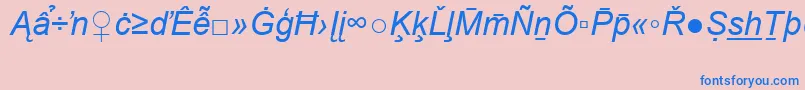 フォントArialSpecialG2Italic – ピンクの背景に青い文字