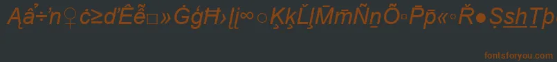 フォントArialSpecialG2Italic – 黒い背景に茶色のフォント