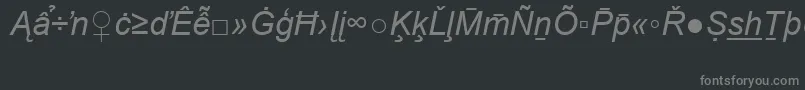 ArialSpecialG2Italic-fontti – harmaat kirjasimet mustalla taustalla