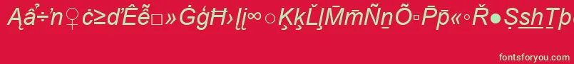 Fonte ArialSpecialG2Italic – fontes verdes em um fundo vermelho