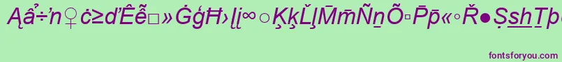 ArialSpecialG2Italic Font – Purple Fonts on Green Background