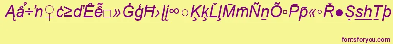 フォントArialSpecialG2Italic – 紫色のフォント、黄色の背景