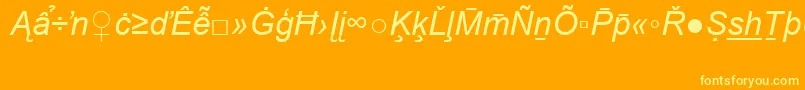 Czcionka ArialSpecialG2Italic – żółte czcionki na pomarańczowym tle
