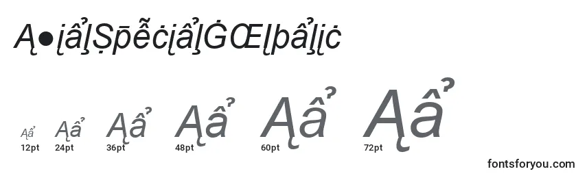 Größen der Schriftart ArialSpecialG2Italic