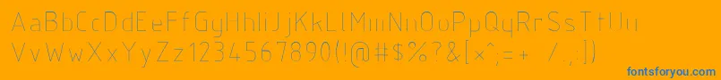 Isocp2-Schriftart – Blaue Schriften auf orangefarbenem Hintergrund