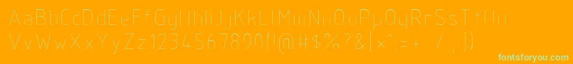 Isocp2-Schriftart – Grüne Schriften auf orangefarbenem Hintergrund