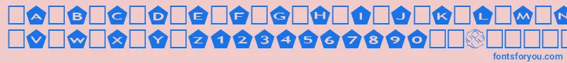 Czcionka AlphashapesPentagons – niebieskie czcionki na różowym tle