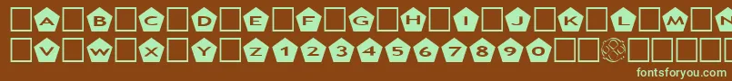 AlphashapesPentagons-fontti – vihreät fontit ruskealla taustalla