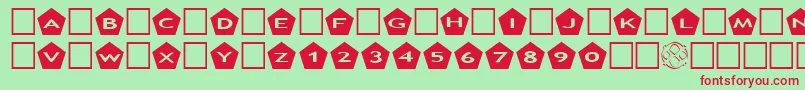 AlphashapesPentagons Font – Red Fonts on Green Background