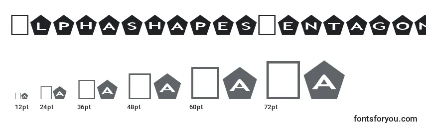 Größen der Schriftart AlphashapesPentagons