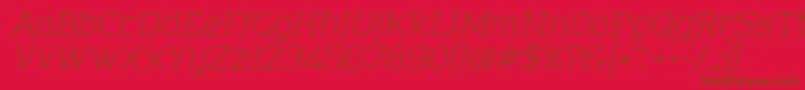 AmazingGroteskLightItalic-Schriftart – Braune Schriften auf rotem Hintergrund