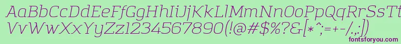 AmazingGroteskLightItalic Font – Purple Fonts on Green Background