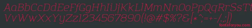 AmazingGroteskLightItalic Font – Red Fonts on Black Background