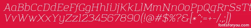AmazingGroteskLightItalic Font – White Fonts on Red Background