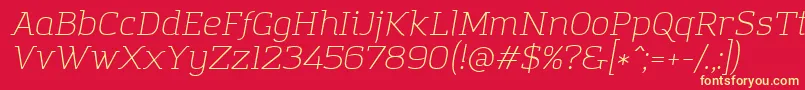 AmazingGroteskLightItalic Font – Yellow Fonts on Red Background