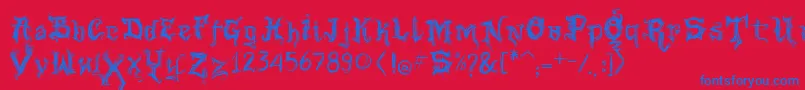 VtksGoodVibrations-Schriftart – Blaue Schriften auf rotem Hintergrund