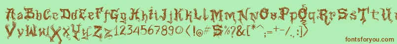 VtksGoodVibrations Font – Brown Fonts on Green Background