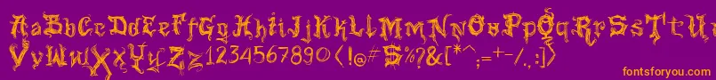 VtksGoodVibrations-Schriftart – Orangefarbene Schriften auf violettem Hintergrund