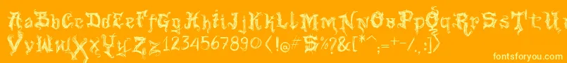 VtksGoodVibrations-Schriftart – Gelbe Schriften auf orangefarbenem Hintergrund