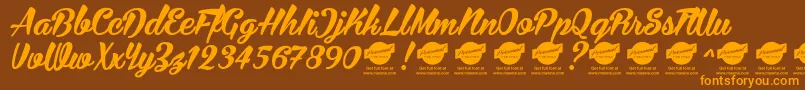 BiraPersonalUseOnly-Schriftart – Orangefarbene Schriften auf braunem Hintergrund