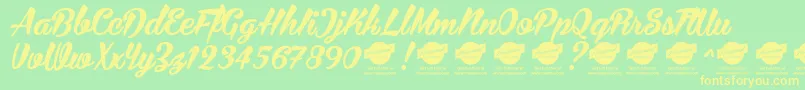 BiraPersonalUseOnly-Schriftart – Gelbe Schriften auf grünem Hintergrund