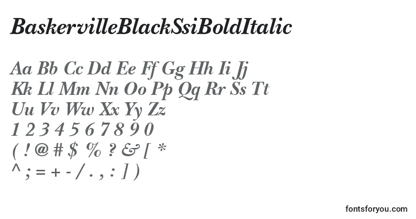 Czcionka BaskervilleBlackSsiBoldItalic – alfabet, cyfry, specjalne znaki