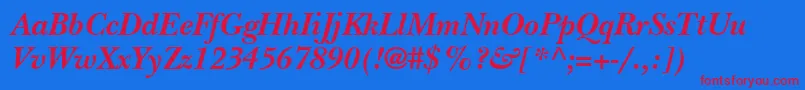 BaskervilleBlackSsiBoldItalic Font – Red Fonts on Blue Background