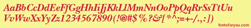 BaskervilleBlackSsiBoldItalic Font – Red Fonts on Yellow Background