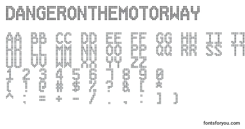 Czcionka DangerOnTheMotorway – alfabet, cyfry, specjalne znaki