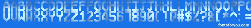 DangerOnTheMotorway-Schriftart – Weiße Schriften auf blauem Hintergrund