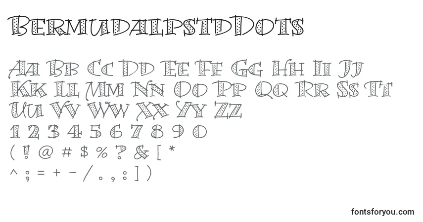 Czcionka BermudalpstdDots – alfabet, cyfry, specjalne znaki