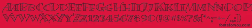 BermudalpstdDots-fontti – mustat fontit punaisella taustalla
