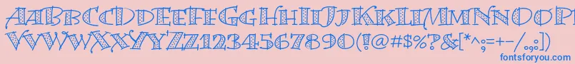 BermudalpstdDots-Schriftart – Blaue Schriften auf rosa Hintergrund