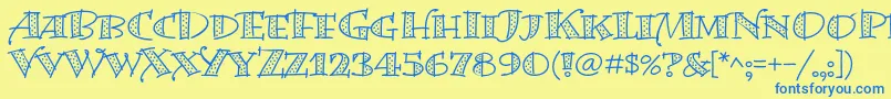 Шрифт BermudalpstdDots – синие шрифты на жёлтом фоне
