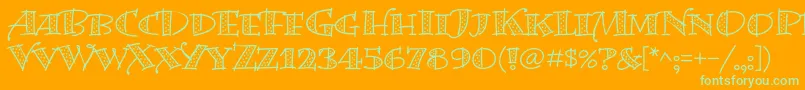 BermudalpstdDots-fontti – vihreät fontit oranssilla taustalla