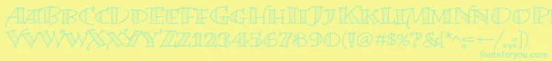 BermudalpstdDots-fontti – vihreät fontit keltaisella taustalla