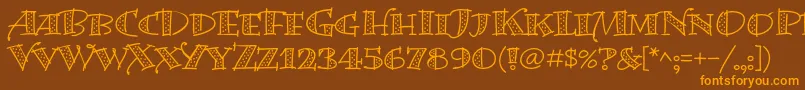 BermudalpstdDots-Schriftart – Orangefarbene Schriften auf braunem Hintergrund