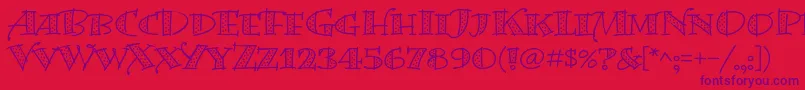BermudalpstdDots-fontti – violetit fontit punaisella taustalla