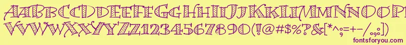 BermudalpstdDots Font – Purple Fonts on Yellow Background